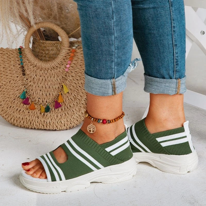 Striped Comfort Sneaker Sandals