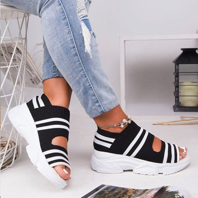 Striped Comfort Sneaker Sandals