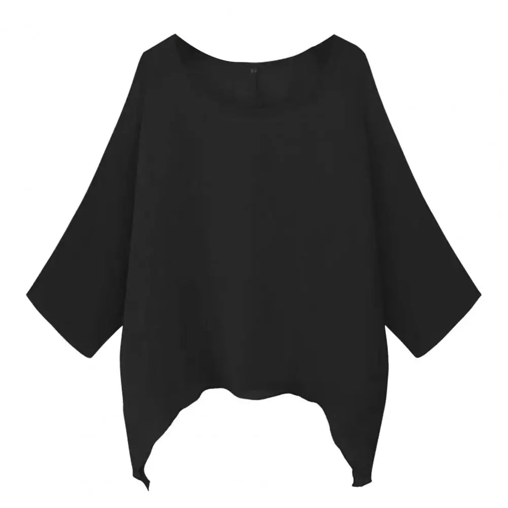 Women's O-neck Loose Fit Pullover Blouse for Summer