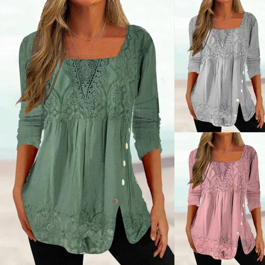 Elegant Lace Patchwork Blouse for Women