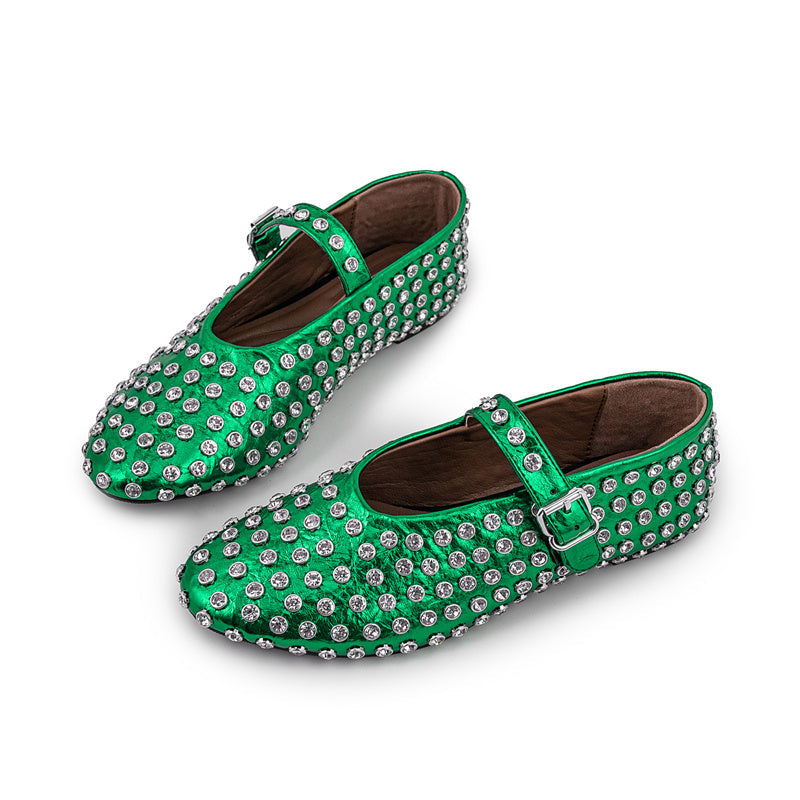 Elegant Diamond Studded Mary Jane Shoes for Women