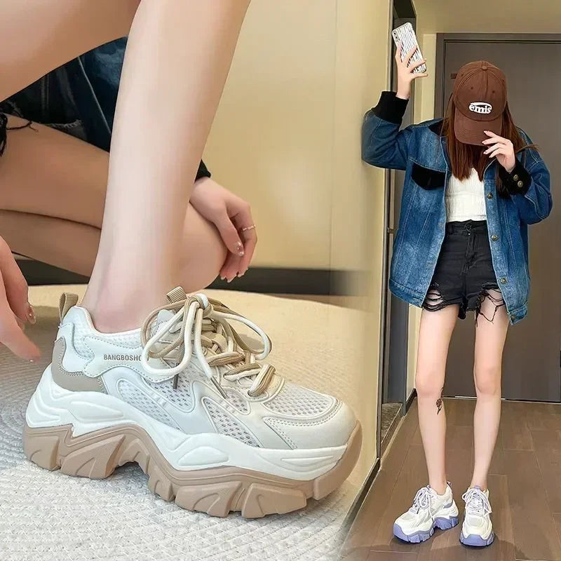 Chic Platform White Sneakers for Women