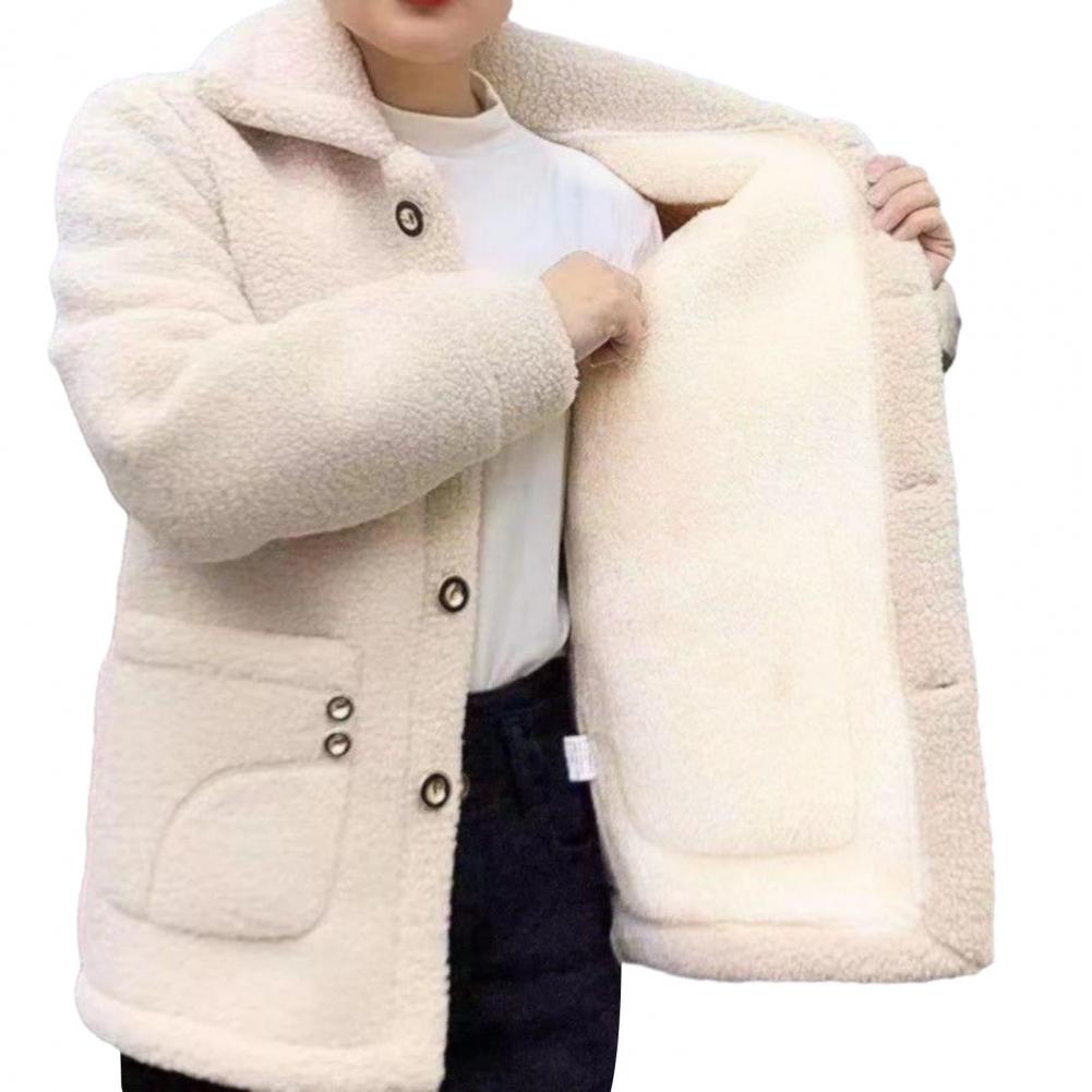 Ivyshape | Women's Long Sleeve Imitation Lamb Wool Coat