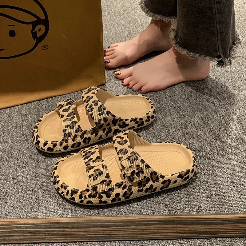 Chic Leopard Print Slides for Women