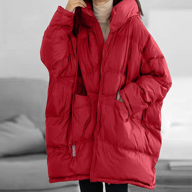 Ivyshape | Women's Oversized Hooded Puffer Coat With Drawstring