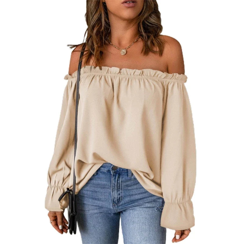 Frill Trim Off-The-Shoulder Top