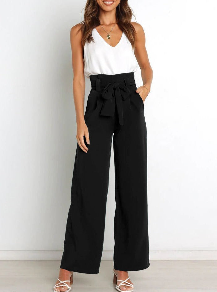 Ivyshape | Tie Front Wide Pants