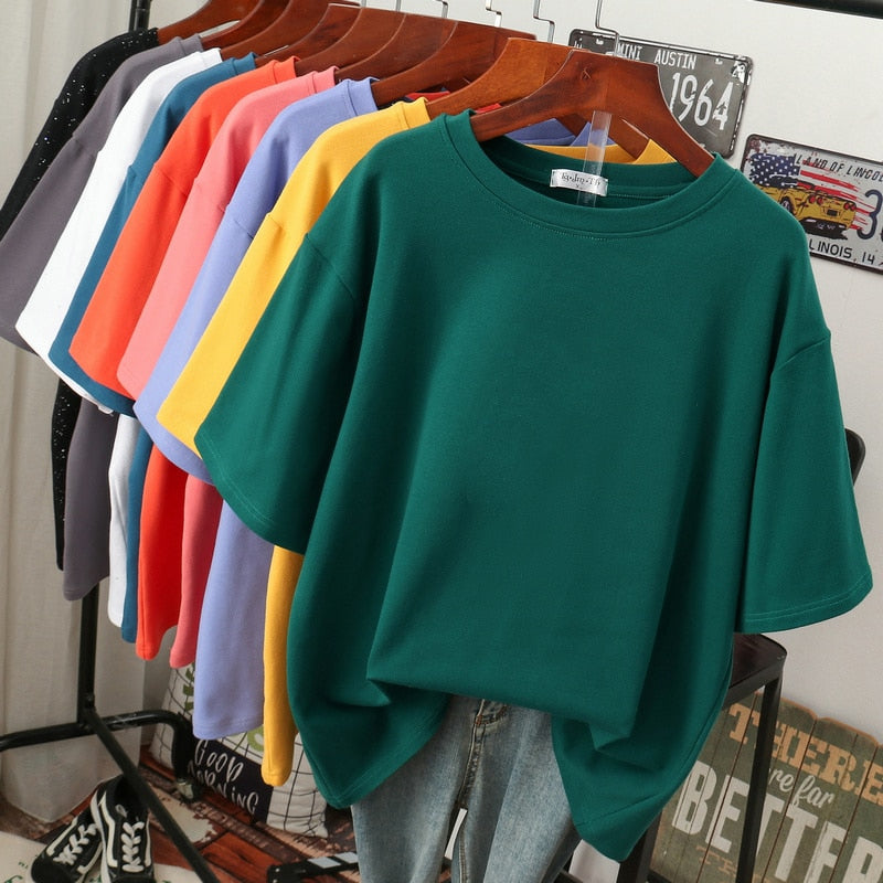 Ivyshape | Cozy Cotton Basic: Plus-Size T-Shirt for Women