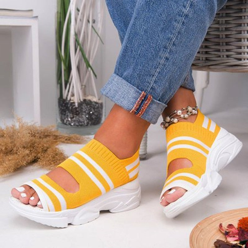 Striped Comfort Sneaker Sandals