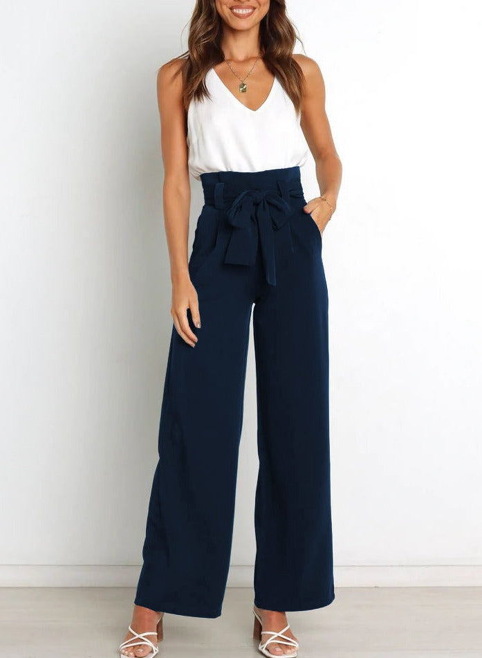 Ivyshape | Tie Front Wide Pants