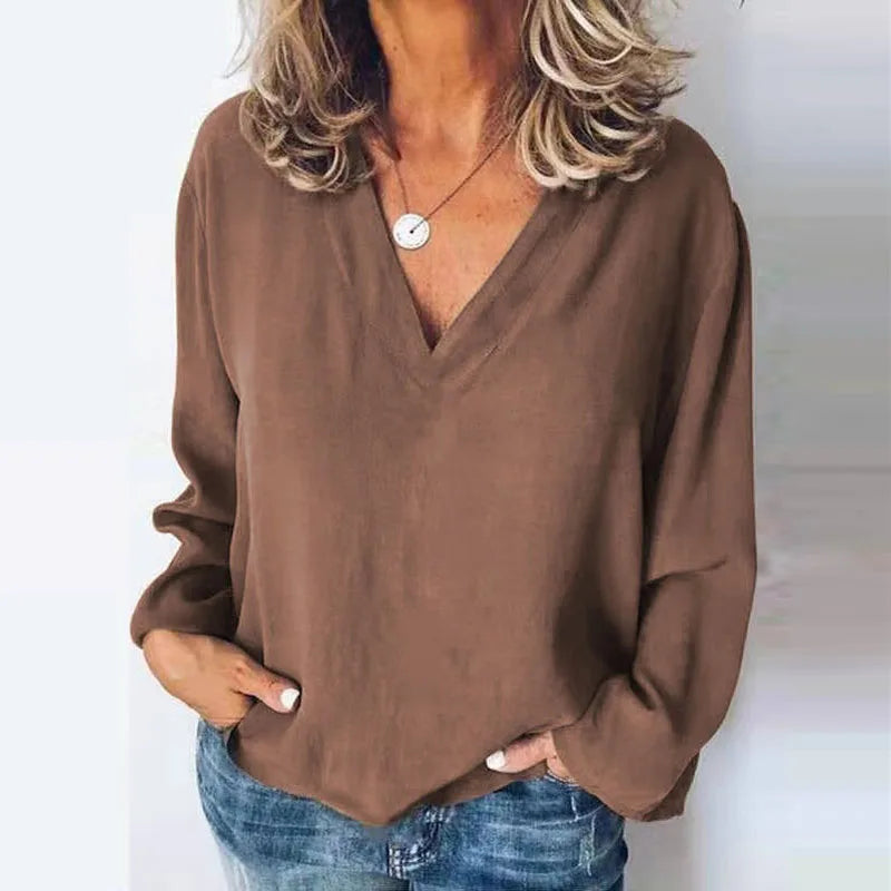 Elegant V-Neck Chiffon Blouse for Women