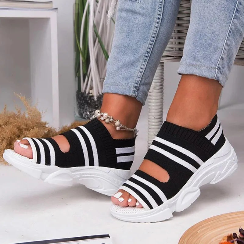 Striped Comfort Sneaker Sandals