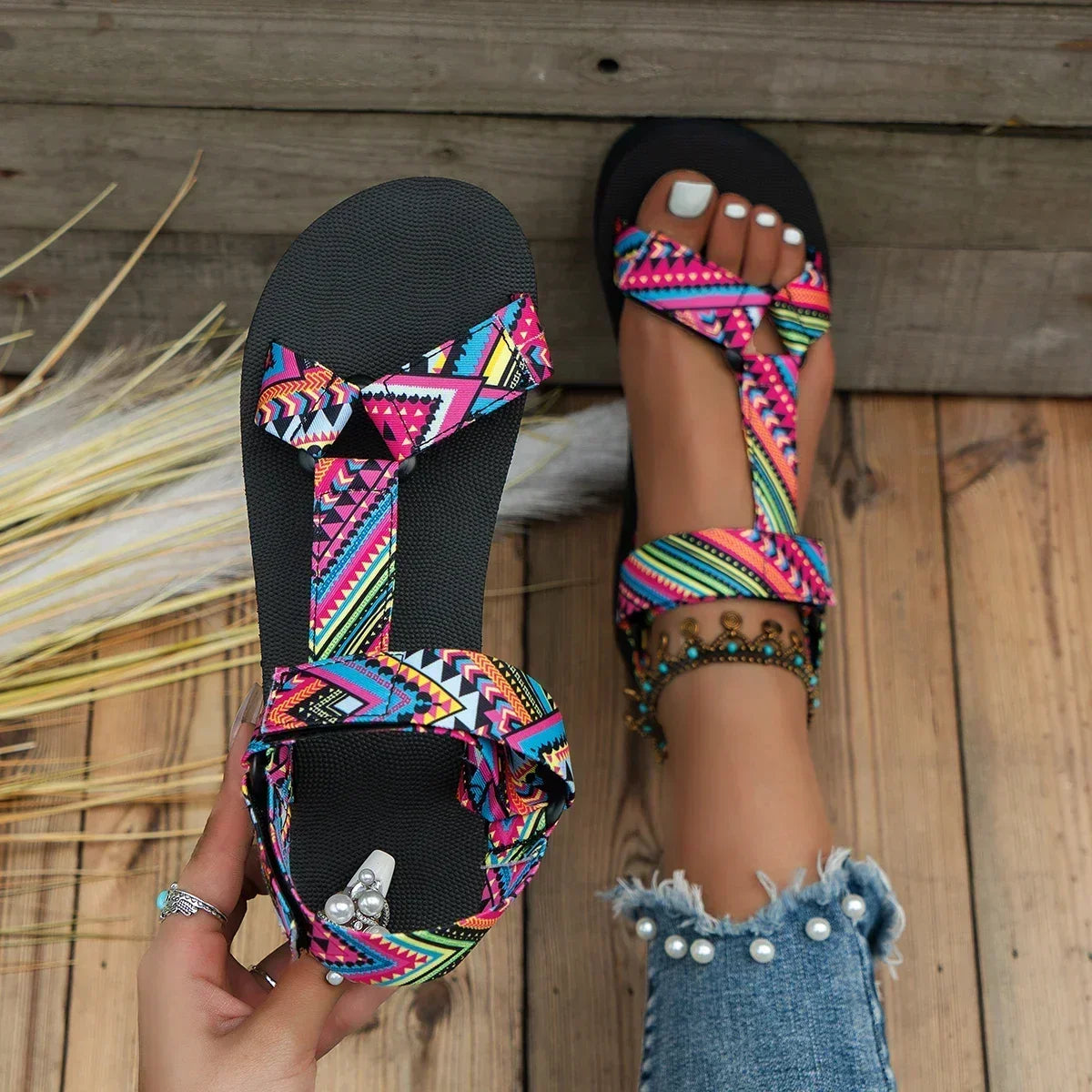 Summer Paisley Pattern Sandals for Women