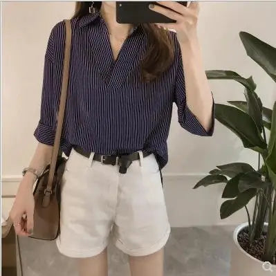 Elegant Striped Summer Blouse for Women