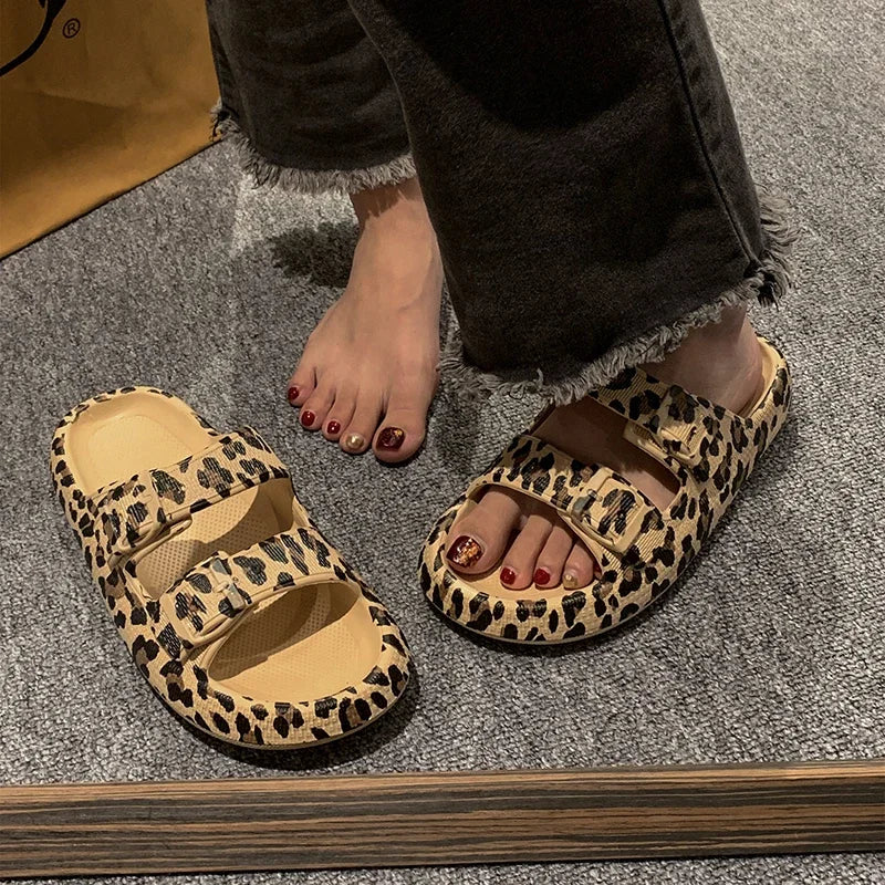 Chic Leopard Print Slides for Women