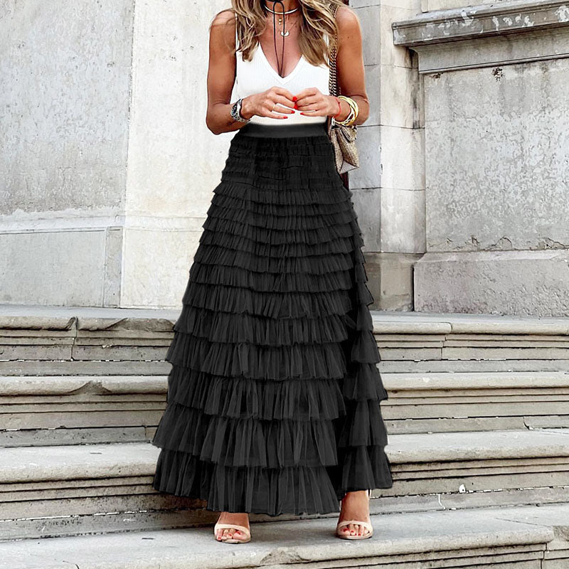 Ivyshape | Women's Stylish Long Skirt Tulle