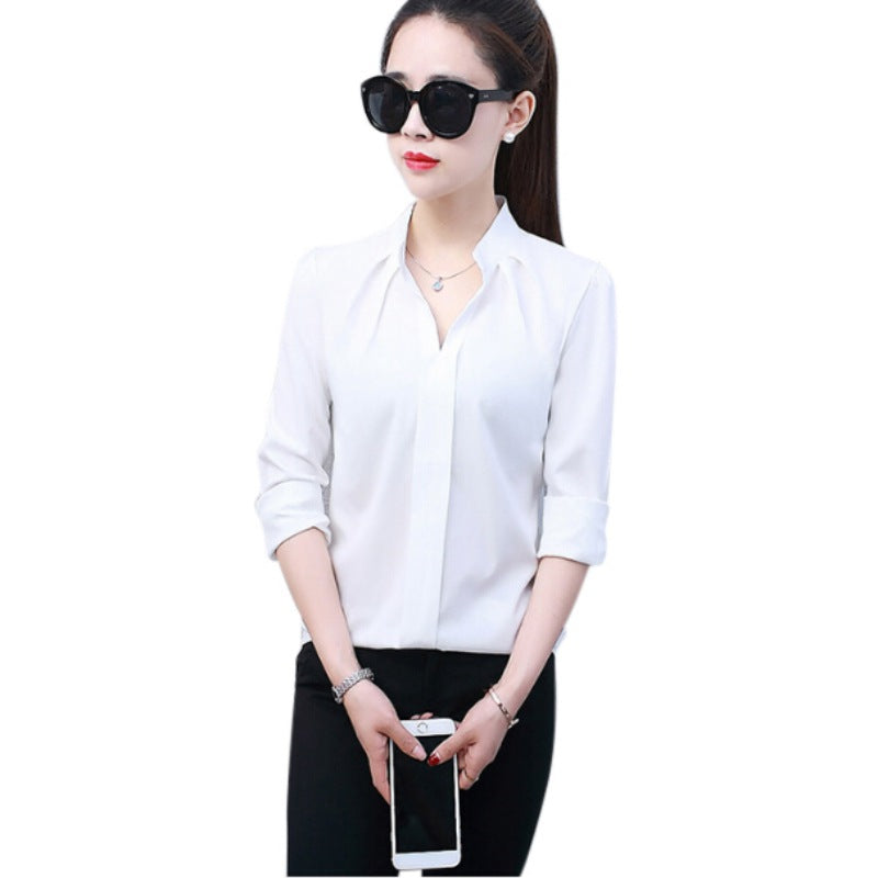 V-Neck Formal Chiffon Blouse