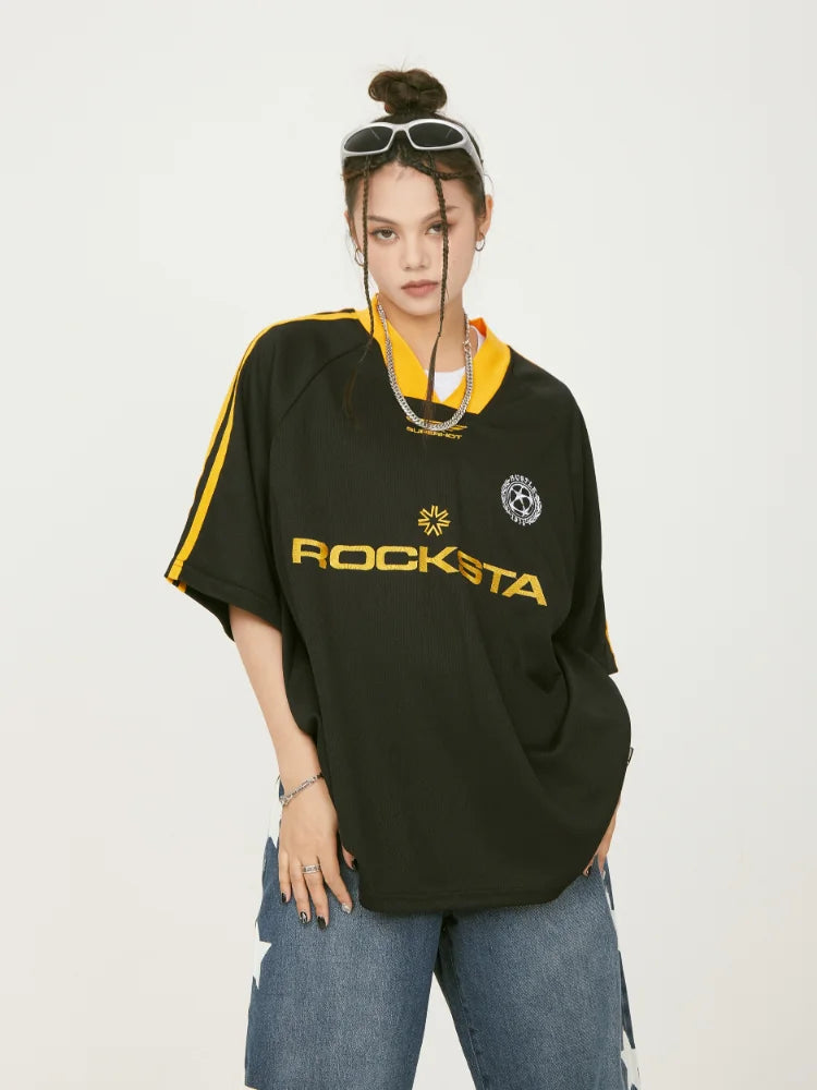 "ROCKSTA" Oversized Sport Tee "2%" Printed Back