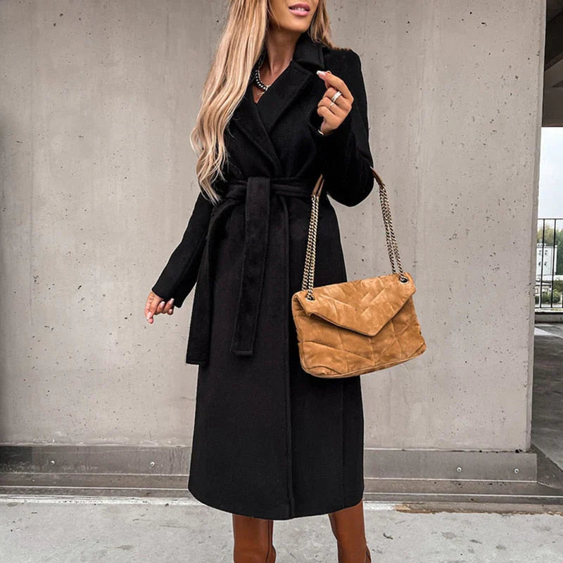 Ivyshape | Wool Coat with Belt