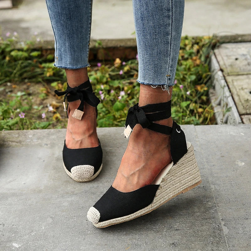 Ivyshape | Ankle Strap Wedge Casual Sandals