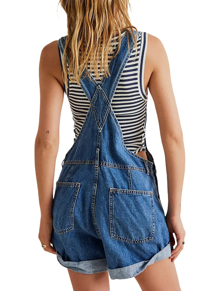 IvyShape | Sleeveless Denim Overall Jumpsuit for Women