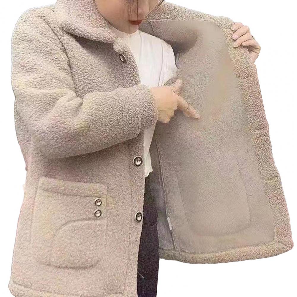 Ivyshape | Women's Long Sleeve Imitation Lamb Wool Coat