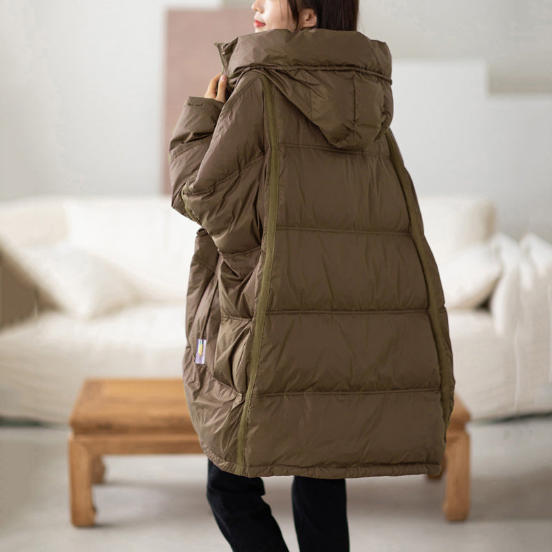 Ivyshape | Women's Oversized Hooded Puffer Coat With Drawstring