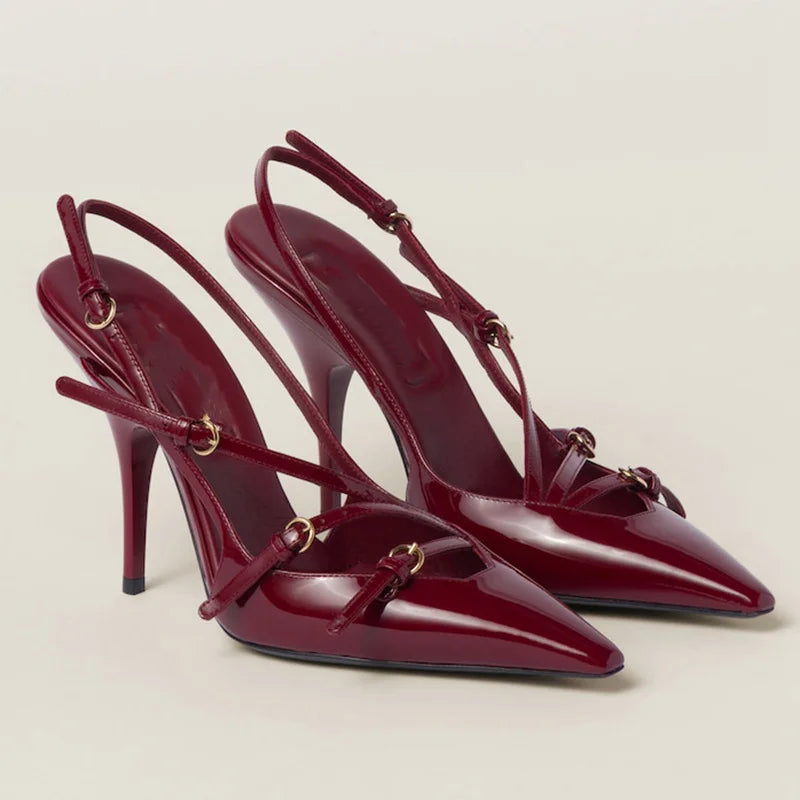 Ivyshape | Wine Black Red High Heels