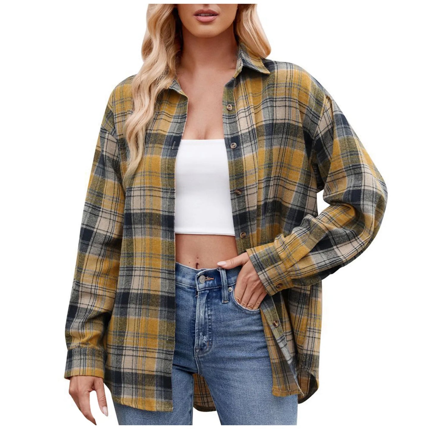 Cozy Plaid Long Sleeve Shirt for Women