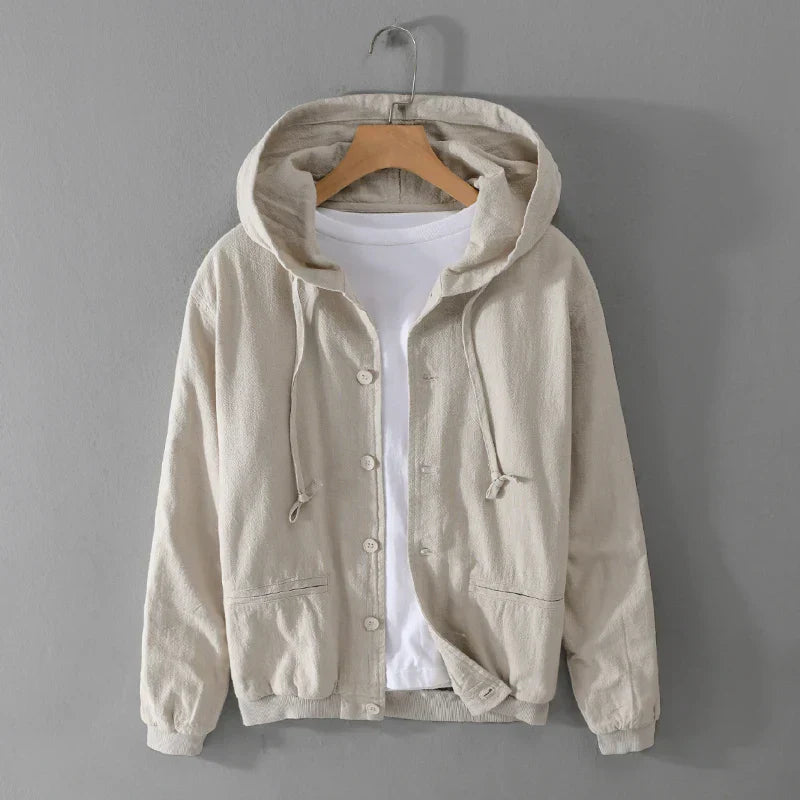 Ivyshape | Italian Linen Jacket With Hood for Fall