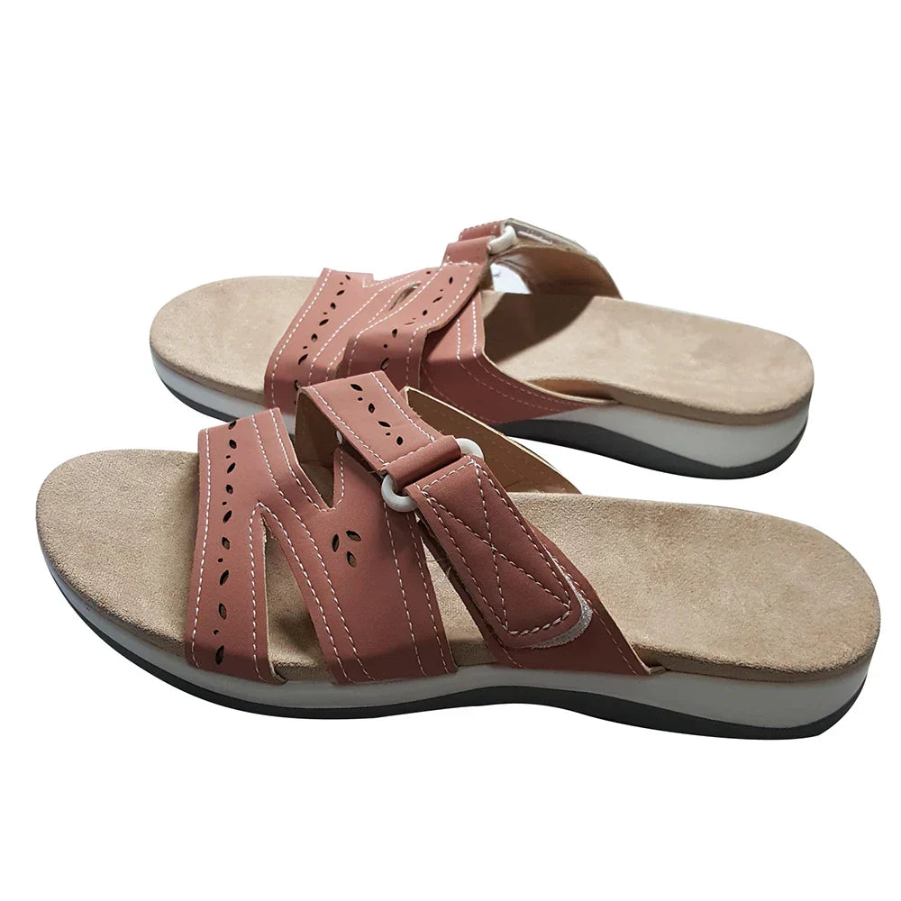 Ivyshape | Orthopedic Round Toe Buckle Strap Sandal