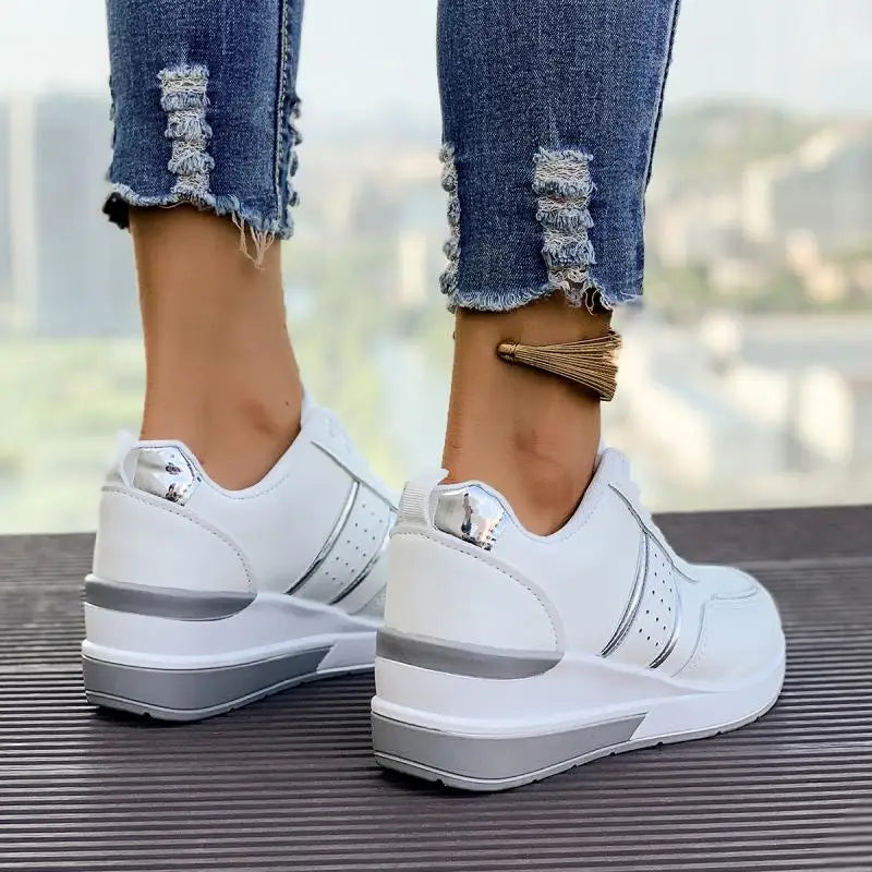 Comfortable White Wedge Sneakers for Women