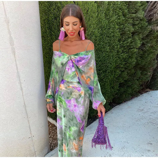 Ivyshape | Elegant Long Corset Dress for Women with Removable Scarf