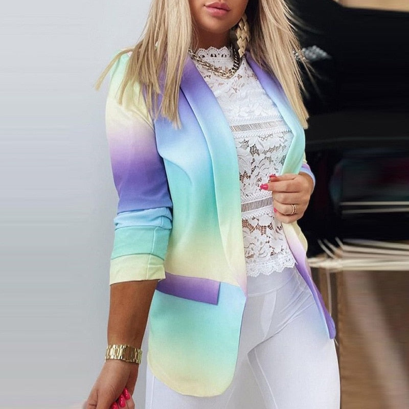 Ivyshape | Long Sleeve Tie-Dye Blazer