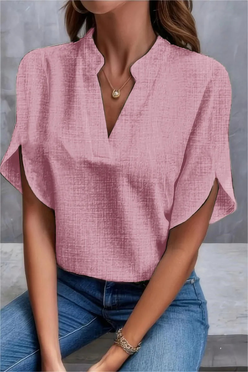 Off-Shoulder V-Neck Summer Blouse