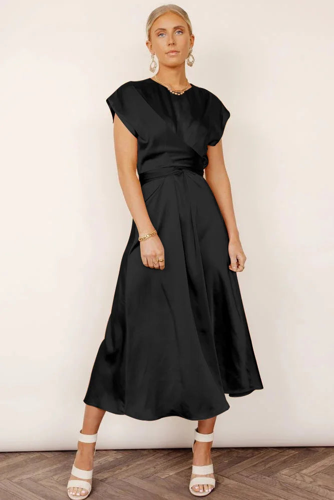 Ivyshape | Women's Side Wrap Style Dress Long