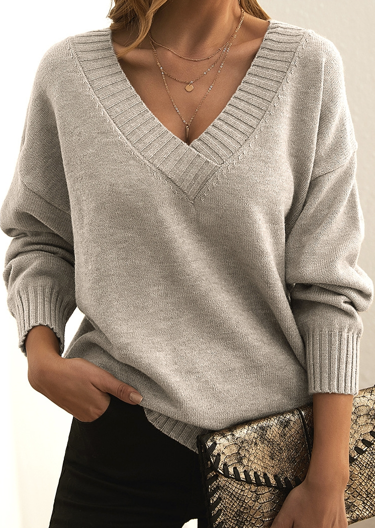 Ivyshape | Women's Knitted Sweater V-Neck