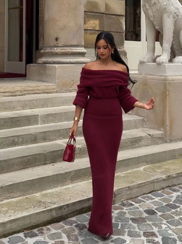 Ivyshape | Classy Burgundy Dress