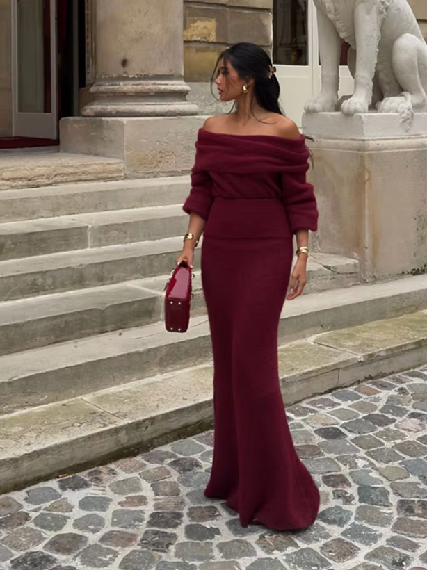 Ivyshape | Classy Burgundy Dress