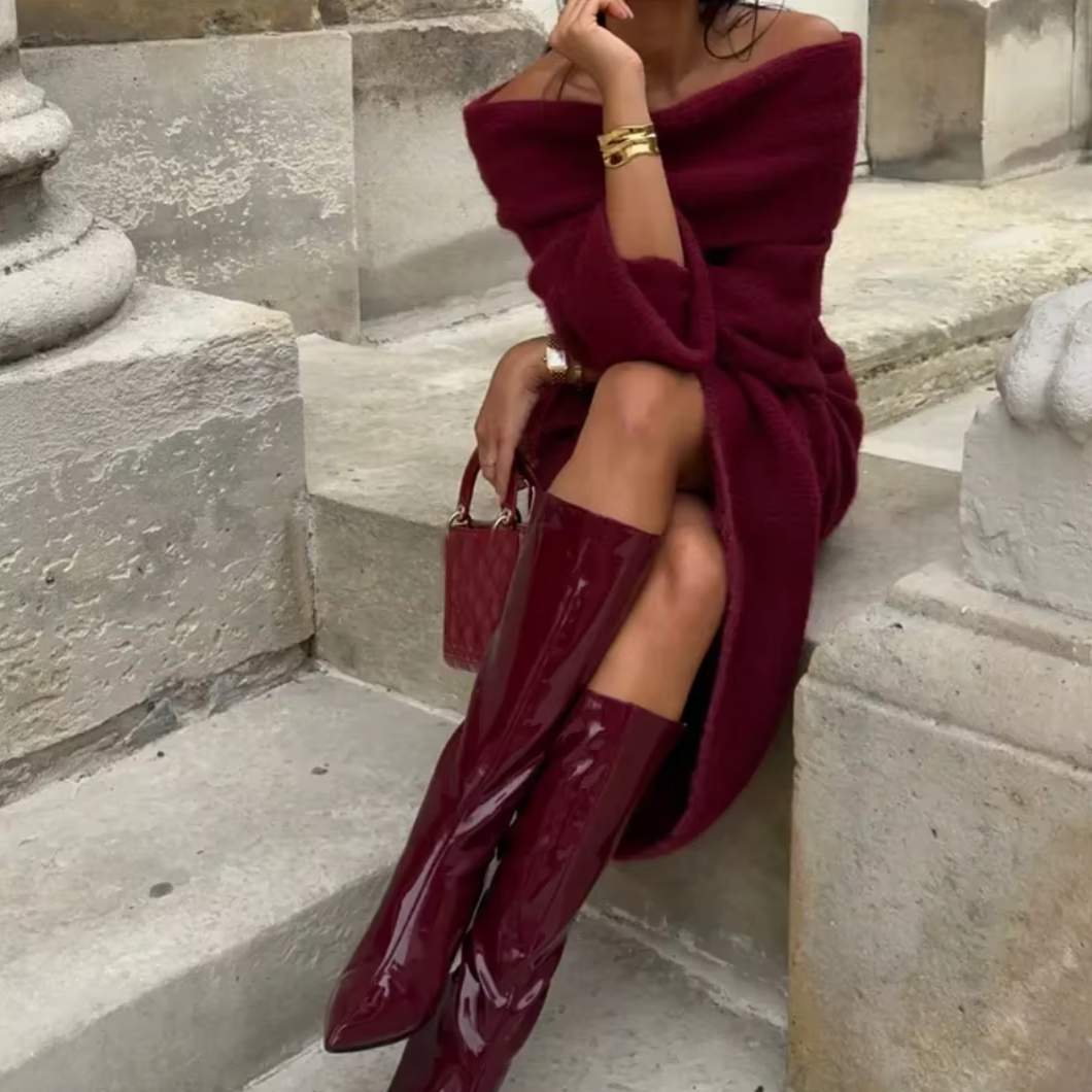 Ivyshape | Classy Burgundy Dress