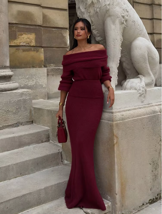 Ivyshape | Classy Burgundy Dress