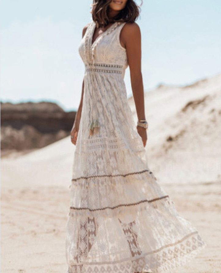 Ivyshape | Graceful Boho Lace Dress for Summer
