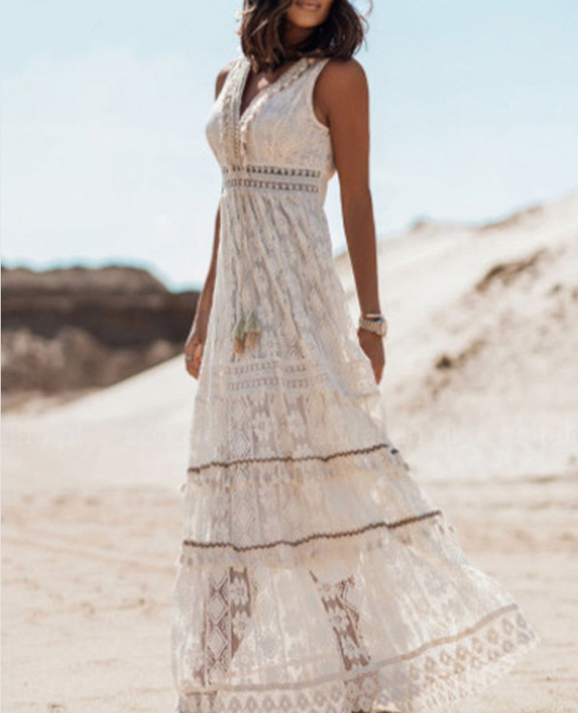 Ivyshape | Graceful Boho Lace Dress for Summer
