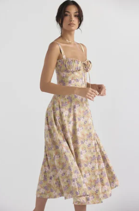 Ivyshape | Mid-High Strapless Bustier Dress with Floral Print for Women