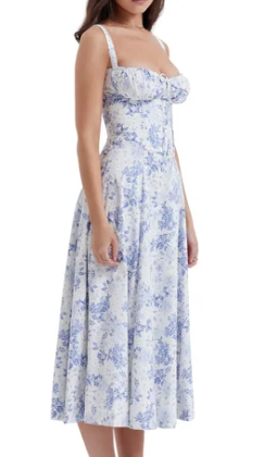 Ivyshape | Mid-High Strapless Bustier Dress with Floral Print for Women