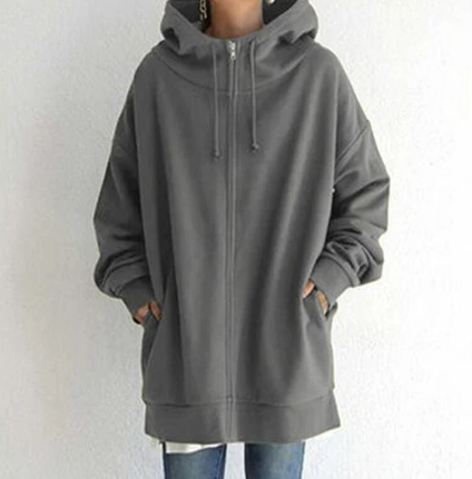 Ivyshape | Oversized Zip Hoodie Jumper for Women