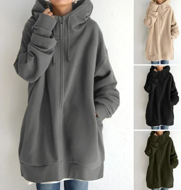 Ivyshape | Oversized Zip Hoodie Jumper for Women