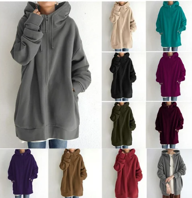 Ivyshape | Oversized Zip Hoodie Jumper for Women