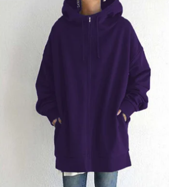 Ivyshape | Oversized Zip Hoodie Jumper for Women