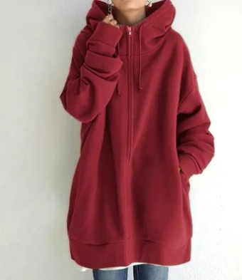 Ivyshape | Oversized Zip Hoodie Jumper for Women